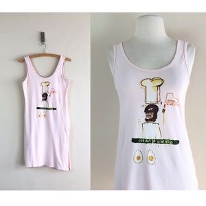 y2k jean-michel basquiat tshirt dress abstract art print mini rare tank knit